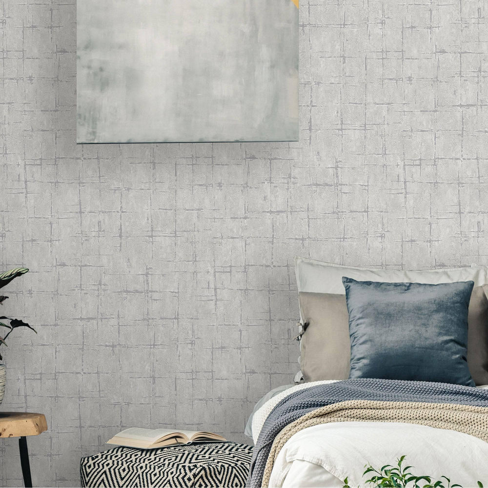 Luxury Gray Abstract Geometric 3D Embossed Wallpaper, Contemporary Non-Woven Wall Covering, 41.7"W x 398"H, Washable Removabl
