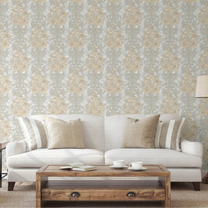 Luxury Gray Floral Damask 3D Embossed Wallpaper, Premium Non-Woven Wall Covering, 41.7"W x 398"H, Washable Removable for Livi