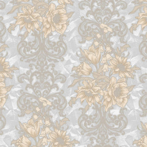 Luxury Gray Floral Damask 3D Embossed Wallpaper, Premium Non-Woven Wall Covering, 41.7"W x 398"H, Washable Removable for Livi