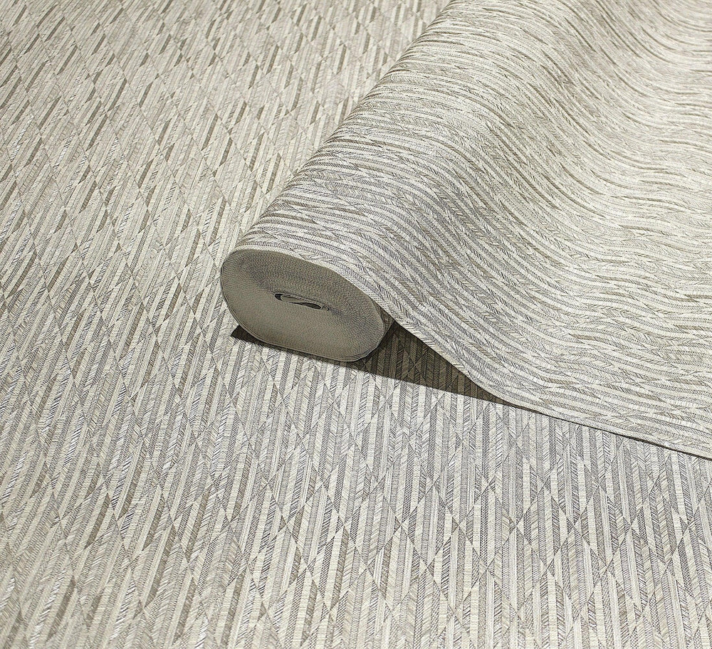 Luxury Gray Geometric Embossed 3D Embossed Wallpaper, Contemporary Non-Woven Wall Covering, 41.7"W x 614"H, Washable Removabl
