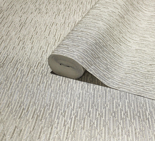 Luxury Gray Geometric Embossed 3D Embossed Wallpaper, Contemporary Non-Woven Wall Covering, 41.7"W x 614"H, Washable Removabl