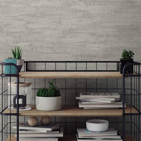 Luxury Gray Abstract Distressed 3D Embossed Wallpaper, Coastal Non-Woven Wall Covering, 41.7"W x 614"H, Washable Removable fo
