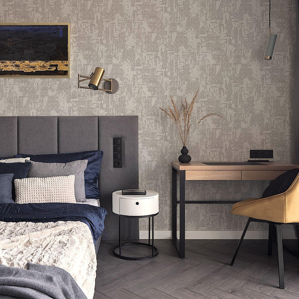 Luxury Gray Distressed Embossed 3D Embossed Wallpaper, Farmhouse Non-Woven Wall Covering, 41.7"W x 614"H, Washable Removable 