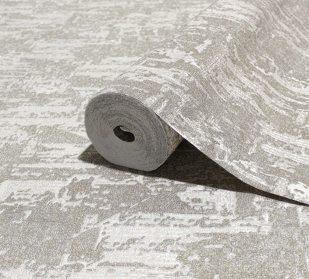Luxury Gray Distressed Embossed 3D Embossed Wallpaper, Farmhouse Non-Woven Wall Covering, 41.7"W x 614"H, Washable Removable 