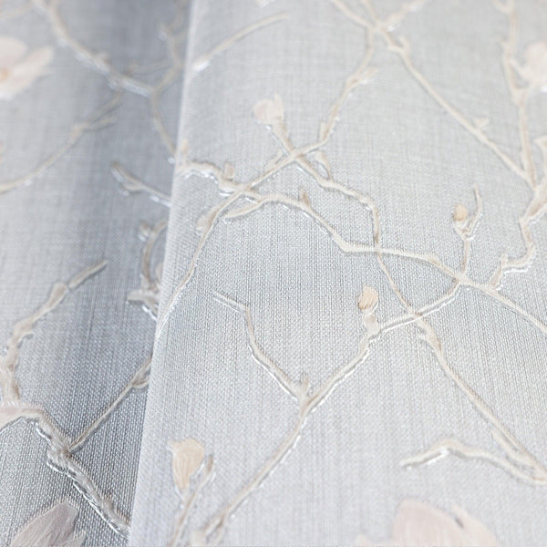 Luxury Gray Floral Chinoiserie Wallpaper, Mediterranean Non-Woven Wall Covering, 41.7"W x 398"H, Washable Removable for Livin