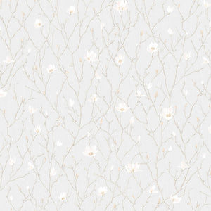 Luxury Gray Floral Chinoiserie Wallpaper, Mediterranean Non-Woven Wall Covering, 41.7"W x 398"H, Washable Removable for Livin