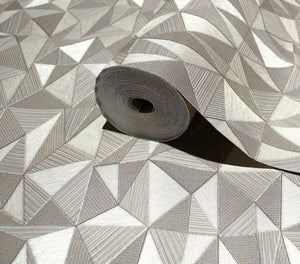 Luxury Gray Geometric Abstract 3D Embossed Wallpaper, Industrial Non-Woven Wall Covering, 41.7"W x 614"H, Washable Removable 