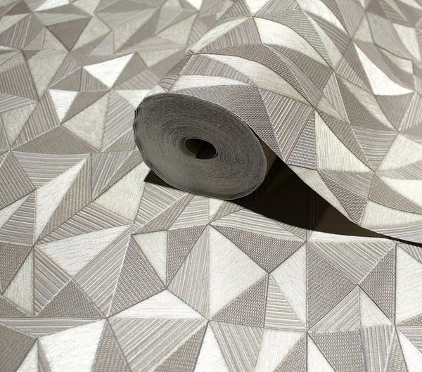 Luxury Gray Geometric Abstract 3D Embossed Wallpaper, Industrial Non-Woven Wall Covering, 41.7"W x 614"H, Washable Removable 