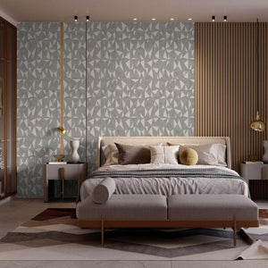 Luxury Gray Geometric Abstract 3D Embossed Wallpaper, Industrial Non-Woven Wall Covering, 41.7"W x 614"H, Washable Removable 