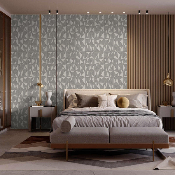 Luxury Gray Geometric Abstract 3D Embossed Wallpaper, Industrial Non-Woven Wall Covering, 41.7"W x 614"H, Washable Removable 