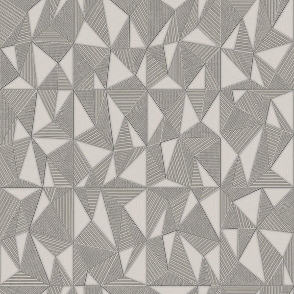 Luxury Gray Geometric Abstract 3D Embossed Wallpaper, Industrial Non-Woven Wall Covering, 41.7"W x 614"H, Washable Removable 