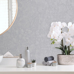 Luxury Gray Abstract Textured Wallpaper, Industrial Non-Woven Wall Covering, 41.7"W x 614"H, Washable Removable for Living Ro