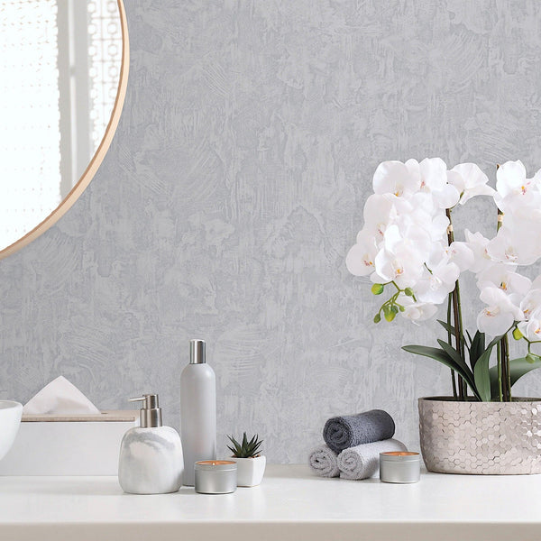 Luxury Gray Abstract Textured Wallpaper, Industrial Non-Woven Wall Covering, 41.7"W x 614"H, Washable Removable for Living Ro