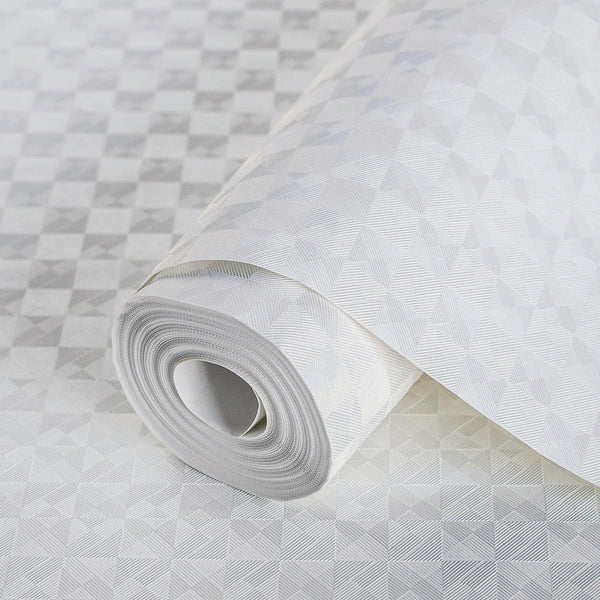 Luxury Gray Checkered Geometric 3D Embossed Wallpaper, Premium Non-Woven Wall Covering, 41.7"W x 614"H, Washable Removable fo