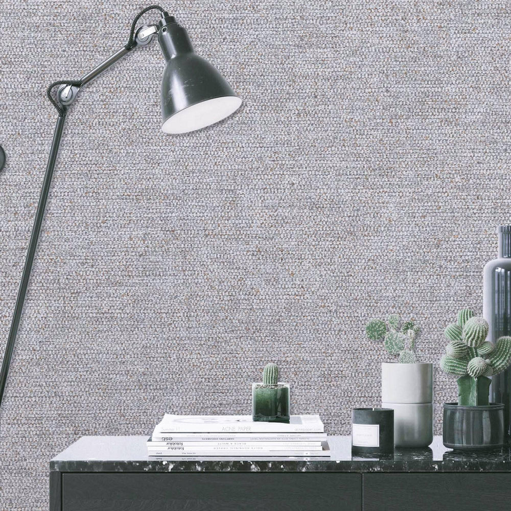 Luxury Gray Fabric Textured Wallpaper, Premium Non-Woven Wall Covering, 41.7"W x 398"H, Washable Removable for Living Room Be