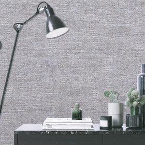 Luxury Gray Fabric Textured Wallpaper, Premium Non-Woven Wall Covering, 41.7"W x 398"H, Washable Removable for Living Room Be