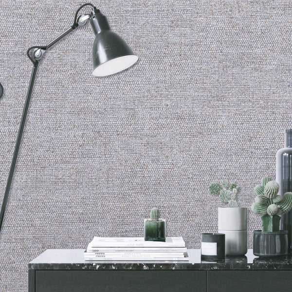 Luxury Gray Fabric Textured Wallpaper, Premium Non-Woven Wall Covering, 41.7"W x 398"H, Washable Removable for Living Room Be