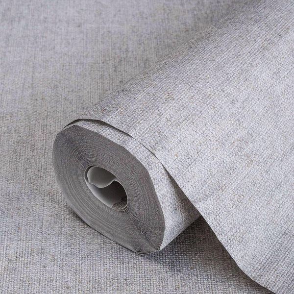 Luxury Gray Fabric Textured Wallpaper, Premium Non-Woven Wall Covering, 41.7"W x 398"H, Washable Removable for Living Room Be