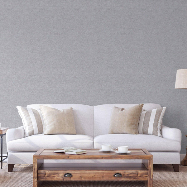 Luxury Gray Fabric Textured Wallpaper, Premium Non-Woven Wall Covering, 41.7"W x 398"H, Washable Removable for Living Room Be