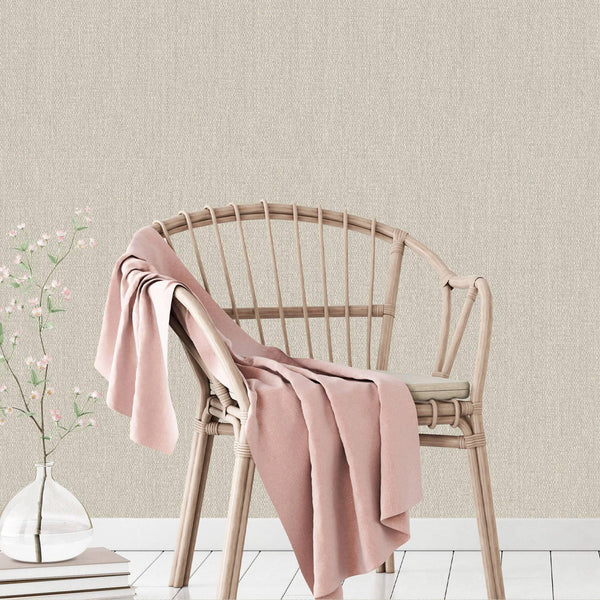 Luxury Gray Fabric Textured Wallpaper, Farmhouse Non-Woven Wall Covering, 41.7"W x 398"H, Washable Removable for Living Room 