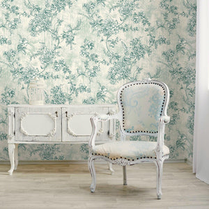 Luxury Green Chinoiserie Floral Wallpaper, Farmhouse Non-Woven Wall Covering, 41.7"W x 614"H, Washable Removable for Living R