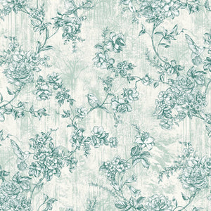 Luxury Green Chinoiserie Floral Wallpaper, Farmhouse Non-Woven Wall Covering, 41.7"W x 614"H, Washable Removable for Living R