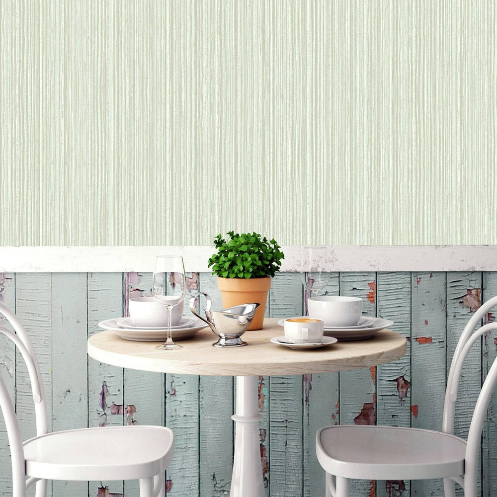 Luxury Green Striped Stripe Textured Wallpaper, Coastal Non-Woven Wall Covering, 41.7"W x 614"H, Washable Removable for Livin