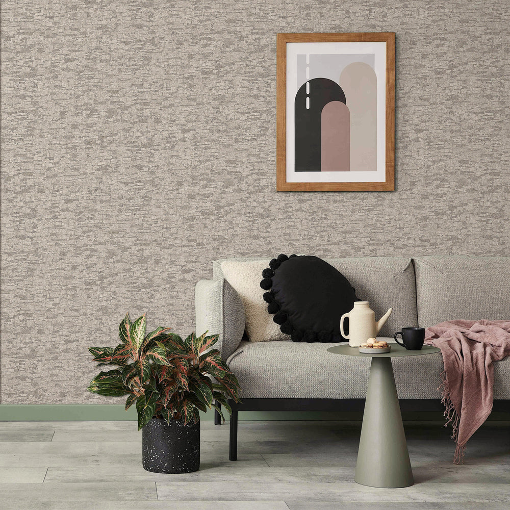 Luxury Beige Textured Embossed 3D Embossed Wallpaper, Farmhouse Non-Woven Wall Covering, 41.7"W x 614"H, Washable Removable f