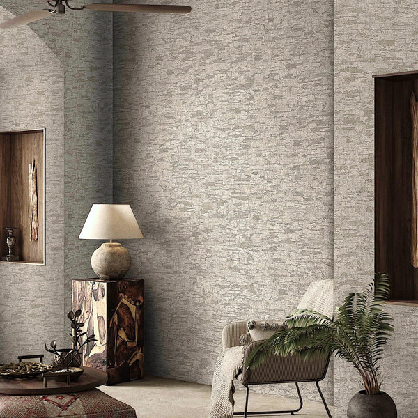 Luxury Beige Textured Embossed 3D Embossed Wallpaper, Farmhouse Non-Woven Wall Covering, 41.7"W x 614"H, Washable Removable f