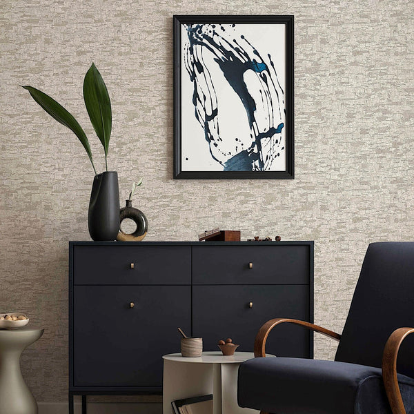 Luxury Beige Textured Embossed 3D Embossed Wallpaper, Farmhouse Non-Woven Wall Covering, 41.7"W x 614"H, Washable Removable f