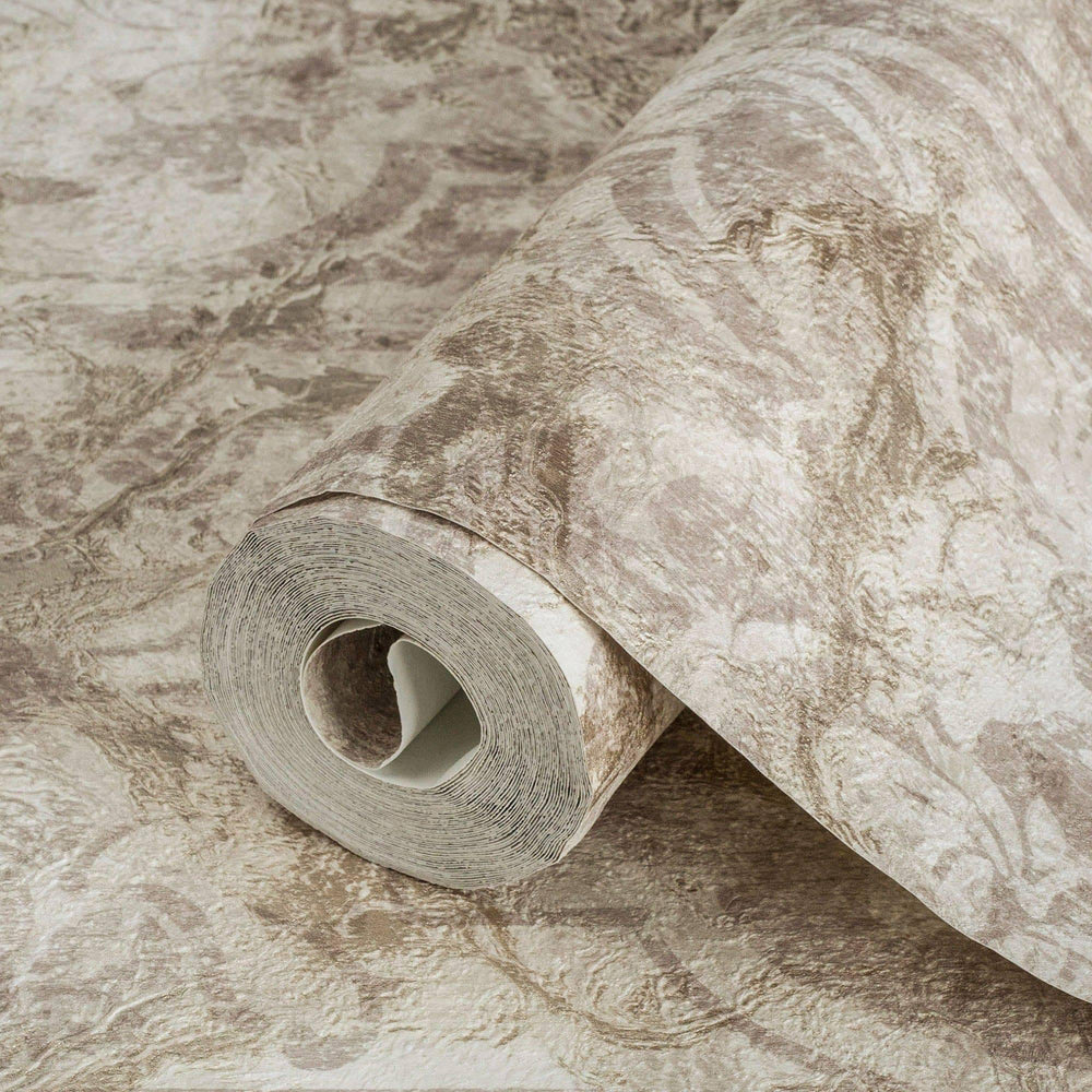 Luxury Beige Damask Abstract Textured Wallpaper, Premium Non-Woven Wall Covering, 41.7"W x 398"H, Washable Removable for Livi