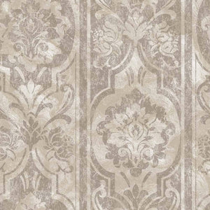 Luxury Beige Damask Abstract Textured Wallpaper, Premium Non-Woven Wall Covering, 41.7"W x 398"H, Washable Removable for Livi