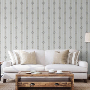 Luxury Purple Damask Striped Wallpaper, Premium Non-Woven Wall Covering, 41.7"W x 398"H, Washable Removable for Living Room B
