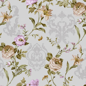 Luxury Purple Floral Embossed 3D Embossed Wallpaper, Farmhouse Non-Woven Wall Covering, 41.7"W x 398"H, Washable Removable fo