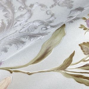 Luxury Purple Floral Embossed 3D Embossed Wallpaper, Farmhouse Non-Woven Wall Covering, 41.7"W x 398"H, Washable Removable fo
