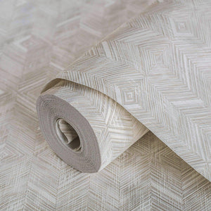 Luxury Tan Geometric Textured Wallpaper, Minimalist Non-Woven Wall Covering, 41.7"W x 614"H, Washable Removable for Living Ro
