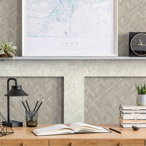 Luxury Tan Geometric Textured Wallpaper, Minimalist Non-Woven Wall Covering, 41.7"W x 614"H, Washable Removable for Living Ro