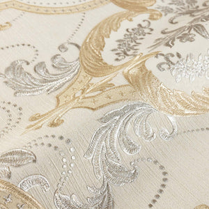 Luxury Gold Damask Velvet 3D Embossed Wallpaper, Premium Non-Woven Wall Covering, 41.7"W x 398"H, Washable Removable for Livi