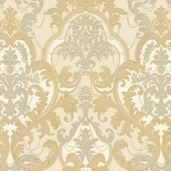 Luxury Gold Damask Velvet 3D Embossed Wallpaper, Premium Non-Woven Wall Covering, 41.7"W x 398"H, Washable Removable for Livi