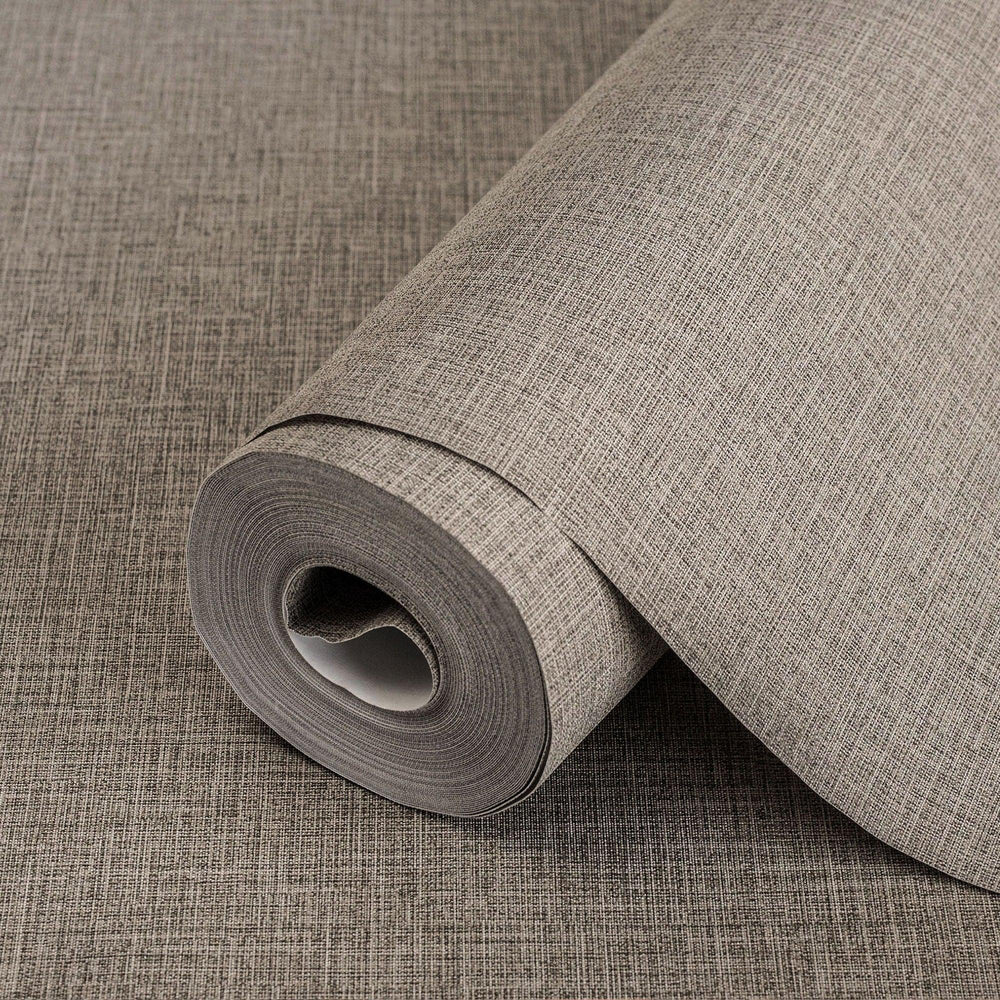 Luxury Brown Fabric Textured Wallpaper, Contemporary Non-Woven Wall Covering, 41.7"W x 614"H, Washable Removable for Living R