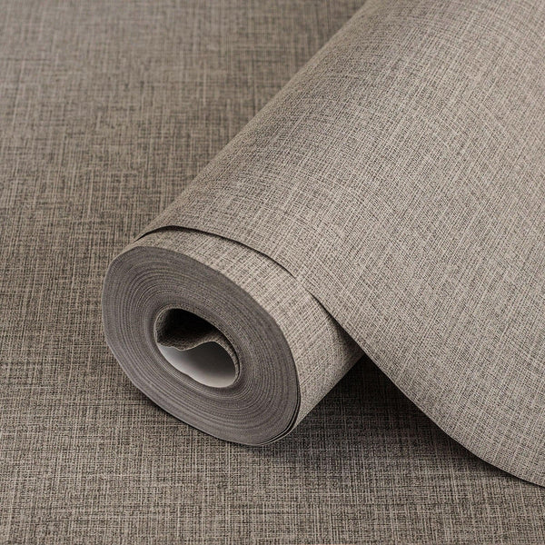 Luxury Brown Fabric Textured Wallpaper, Contemporary Non-Woven Wall Covering, 41.7"W x 614"H, Washable Removable for Living R