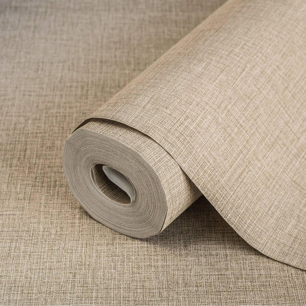 Luxury Brown Fabric Textured Wallpaper, Contemporary Non-Woven Wall Covering, 41.7"W x 614"H, Washable Removable for Living R