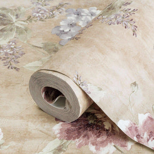 Luxury Pink Floral Textured Wallpaper, Traditional Non-Woven Wall Covering, 41.7"W x 398"H, Washable Removable for Living Roo