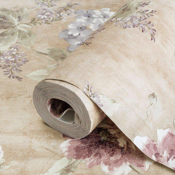 Luxury Pink Floral Textured Wallpaper, Traditional Non-Woven Wall Covering, 41.7"W x 398"H, Washable Removable for Living Roo