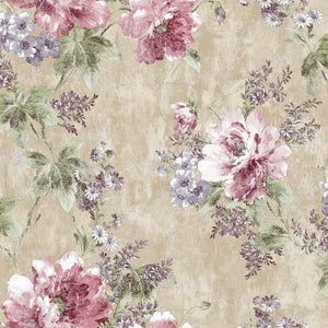 Luxury Pink Floral Textured Wallpaper, Traditional Non-Woven Wall Covering, 41.7"W x 398"H, Washable Removable for Living Roo