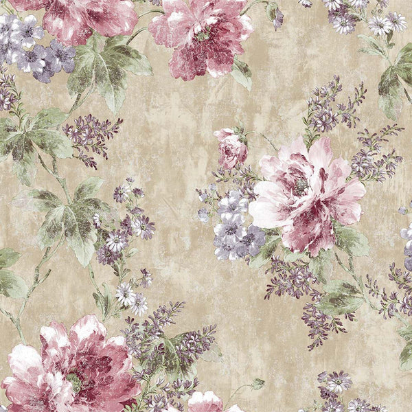 Luxury Pink Floral Textured Wallpaper, Traditional Non-Woven Wall Covering, 41.7"W x 398"H, Washable Removable for Living Roo