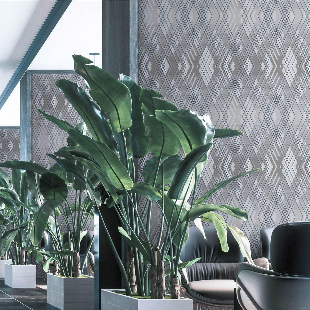 Luxury Blue Argyle Geometric 3D Embossed Wallpaper, Contemporary Non-Woven Wall Covering, 41.7"W x 398"H, Washable Removable 