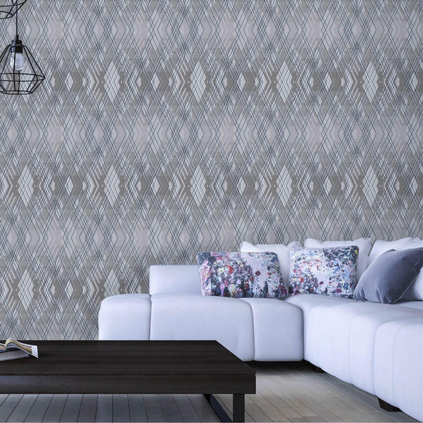 Luxury Blue Argyle Geometric 3D Embossed Wallpaper, Contemporary Non-Woven Wall Covering, 41.7"W x 398"H, Washable Removable 