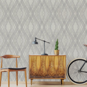 Luxury Gray Argyle Geometric 3D Embossed Wallpaper, Premium Non-Woven Wall Covering, 41.7"W x 398"H, Washable Removable for L
