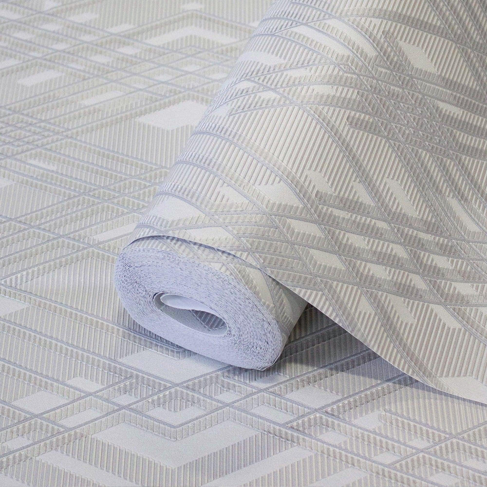 Luxury Gray Argyle Geometric 3D Embossed Wallpaper, Premium Non-Woven Wall Covering, 41.7"W x 398"H, Washable Removable for L